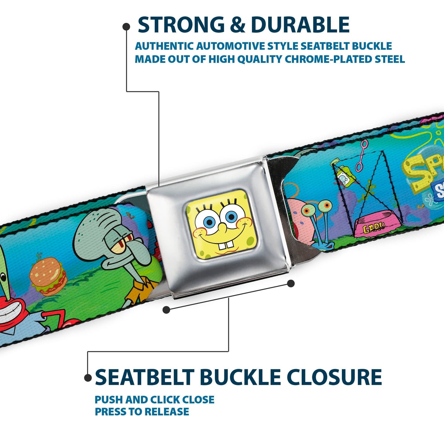 SpongeBob SquarePants Seatbelt Belt Face Close - Up Full Color Adjustable - Paramount Shop
