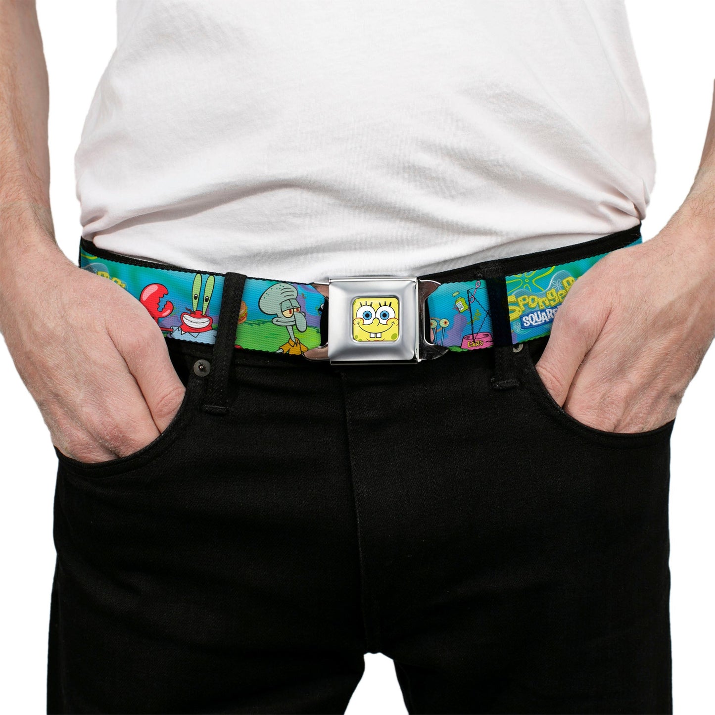 SpongeBob SquarePants Seatbelt Belt Face Close - Up Full Color Adjustable - Paramount Shop