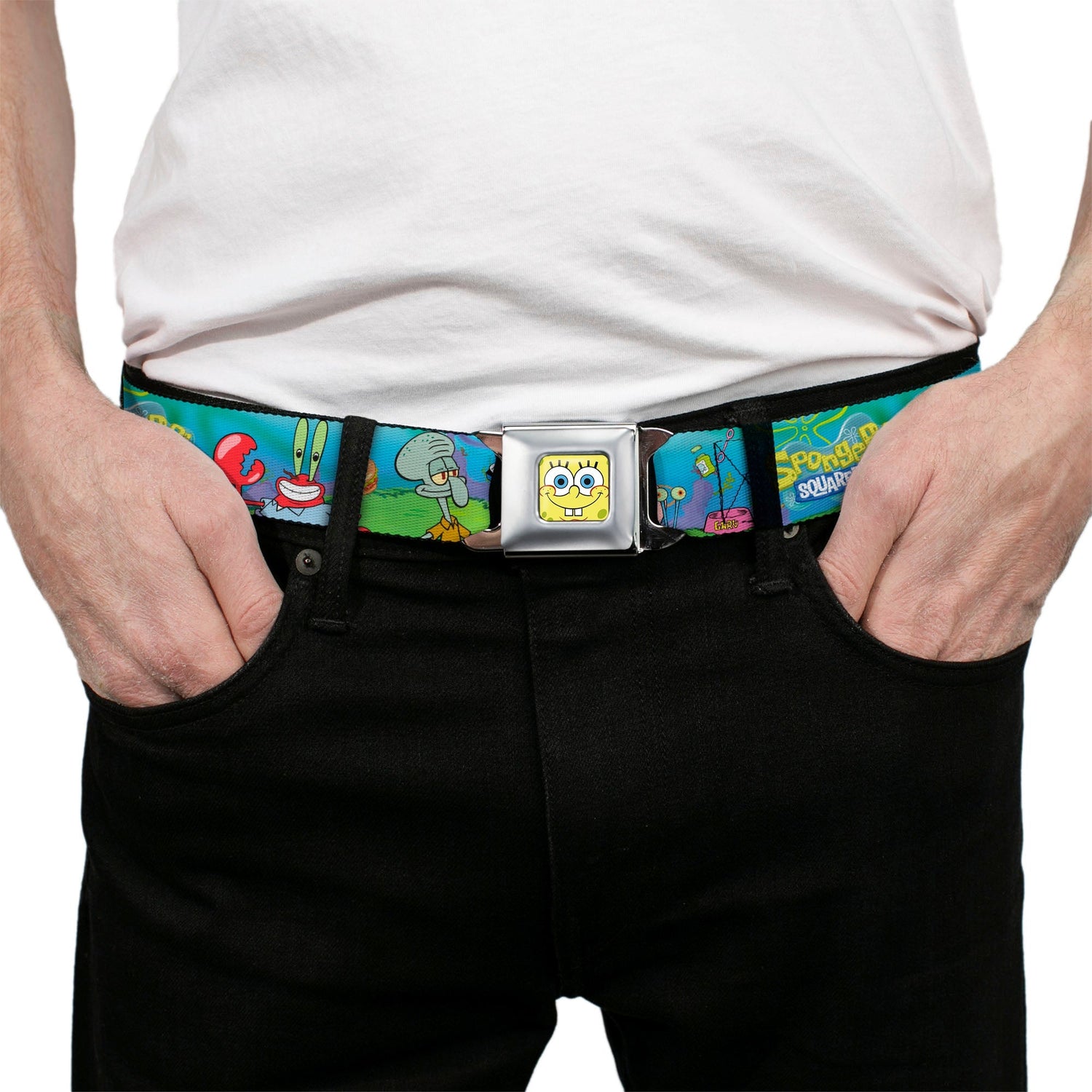 SpongeBob SquarePants Seatbelt Belt Face Close - Up Full Color Adjustable - Paramount Shop