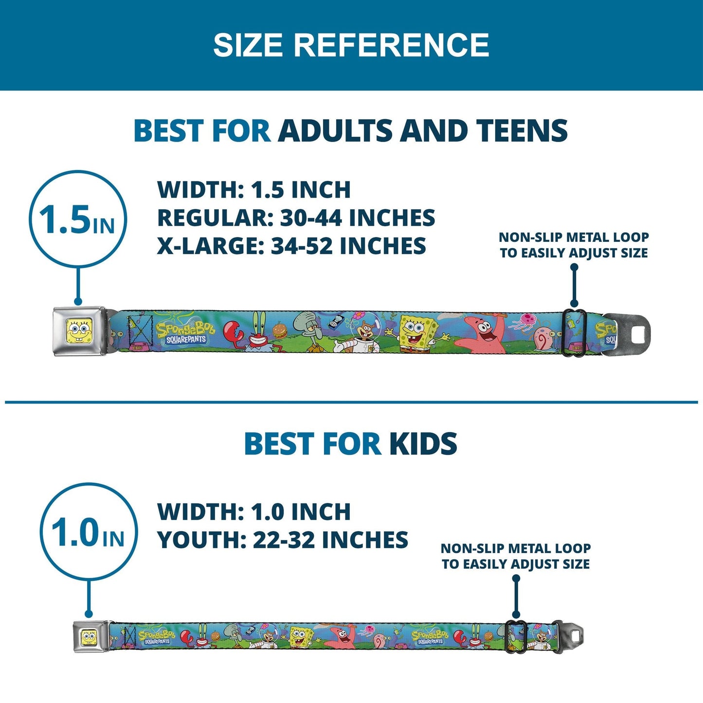 SpongeBob SquarePants Seatbelt Belt Face Close - Up Full Color Adjustable - Paramount Shop