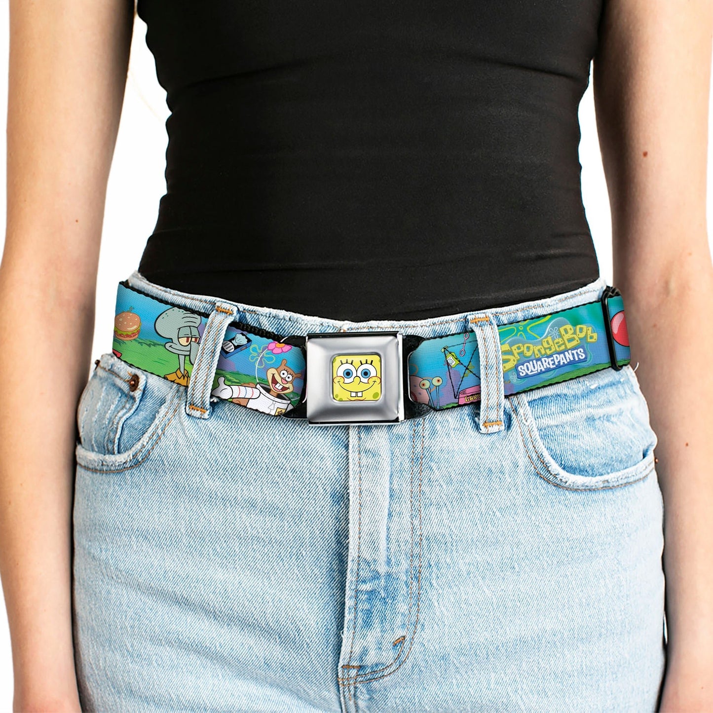 SpongeBob SquarePants Seatbelt Belt Face Close - Up Full Color Adjustable - Paramount Shop