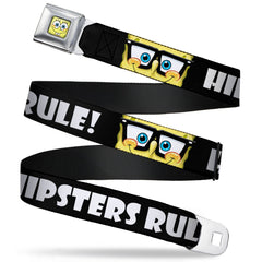 SpongeBob SquarePants Seatbelt Belt Face Close-Up Full Color Black/White Webbing - Adult Reg (30"-44")
