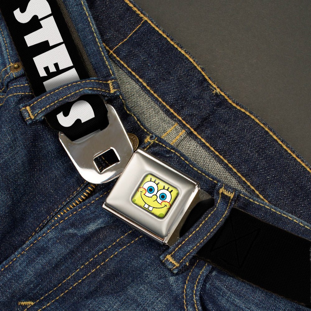 SpongeBob SquarePants Seatbelt Belt Face Close - Up Full Color Black/White Webbing - Paramount Shop