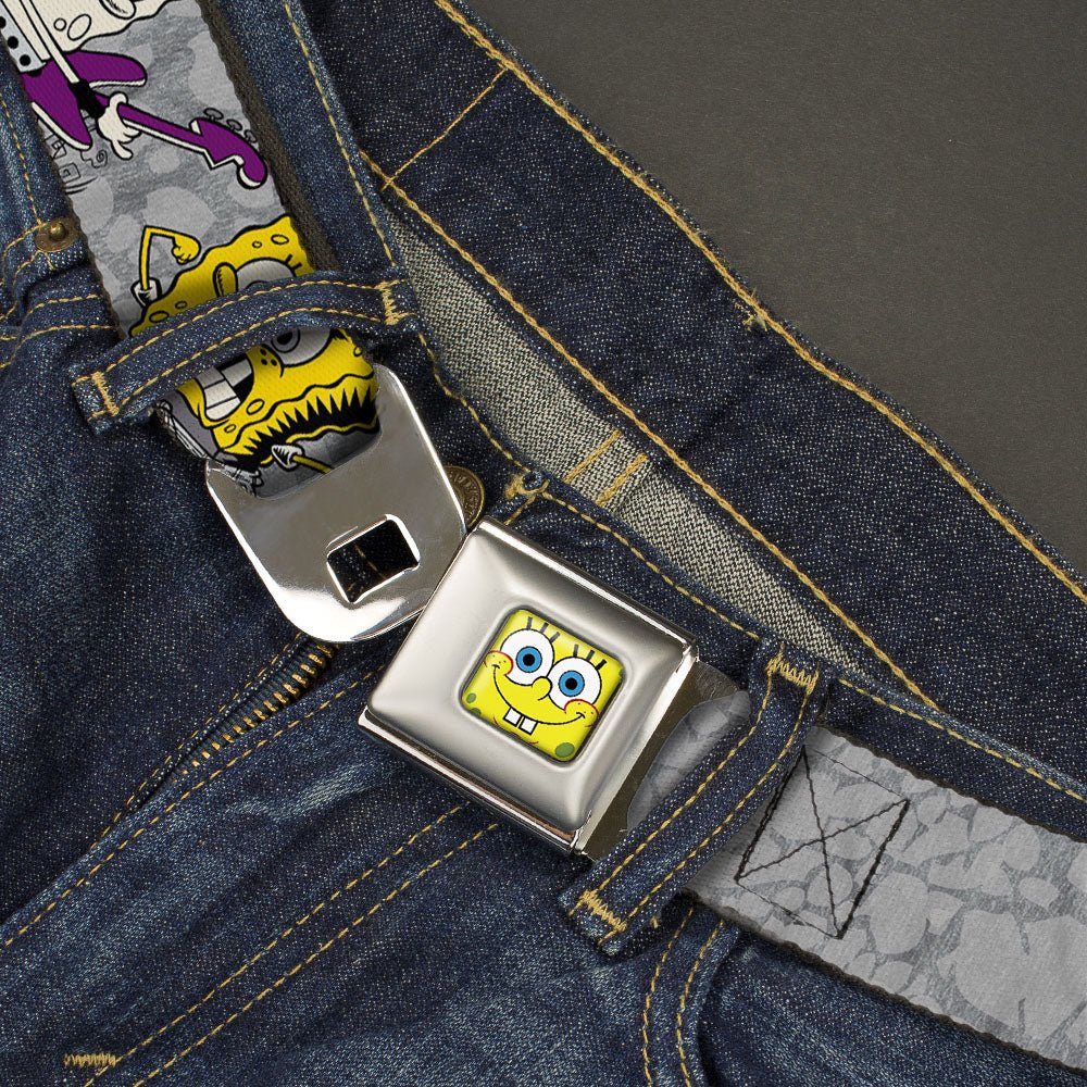SpongeBob SquarePants Seatbelt Belt Face Close - Up Full Color Design Grays/Black - Paramount Shop