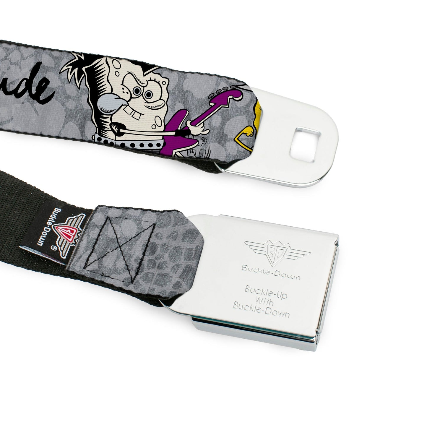 SpongeBob SquarePants Seatbelt Belt Face Close - Up Full Color Design Grays/Black - Paramount Shop