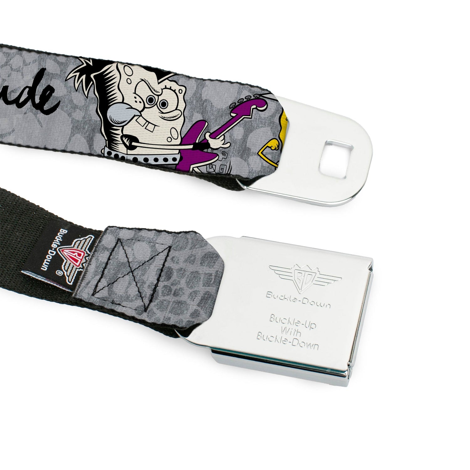 SpongeBob SquarePants Seatbelt Belt Face Close - Up Full Color Design Grays/Black - Paramount Shop