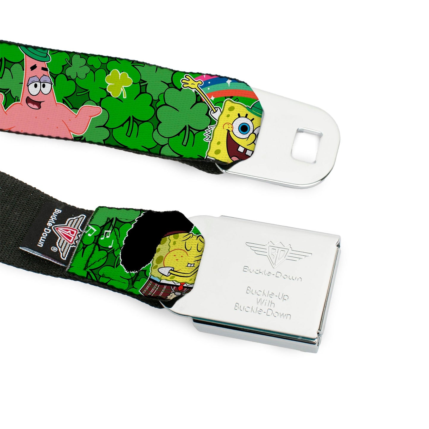SpongeBob SquarePants Seatbelt Belt Face Close - Up St. Patrick's Day Full Color - Paramount Shop