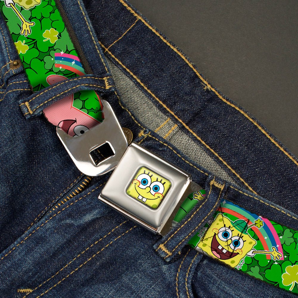 SpongeBob SquarePants Seatbelt Belt Face Close - Up St. Patrick's Day Full Color - Paramount Shop