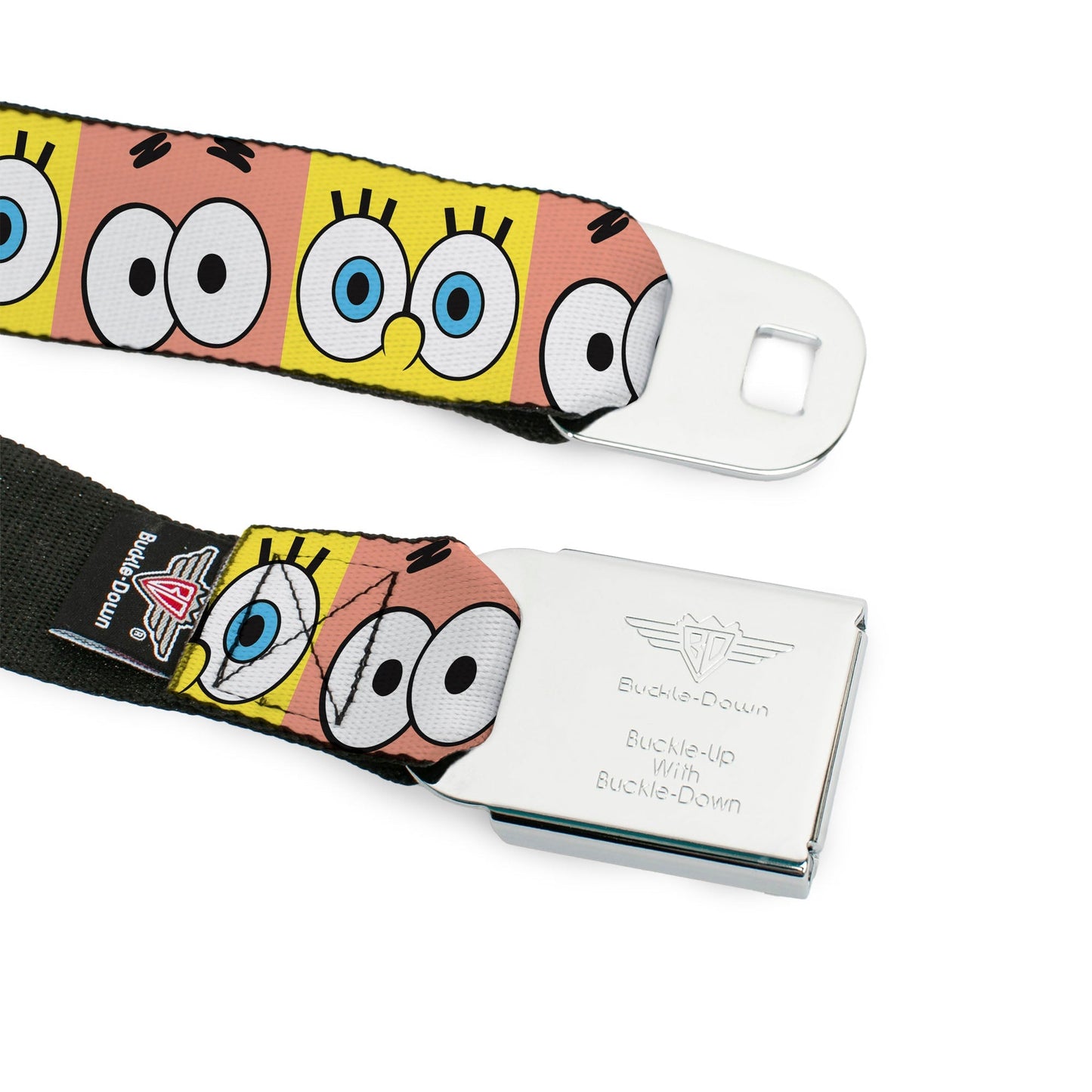 SpongeBob SquarePants Seatbelt Belt Logo & Eye Blocks Black / Blue - Paramount Shop