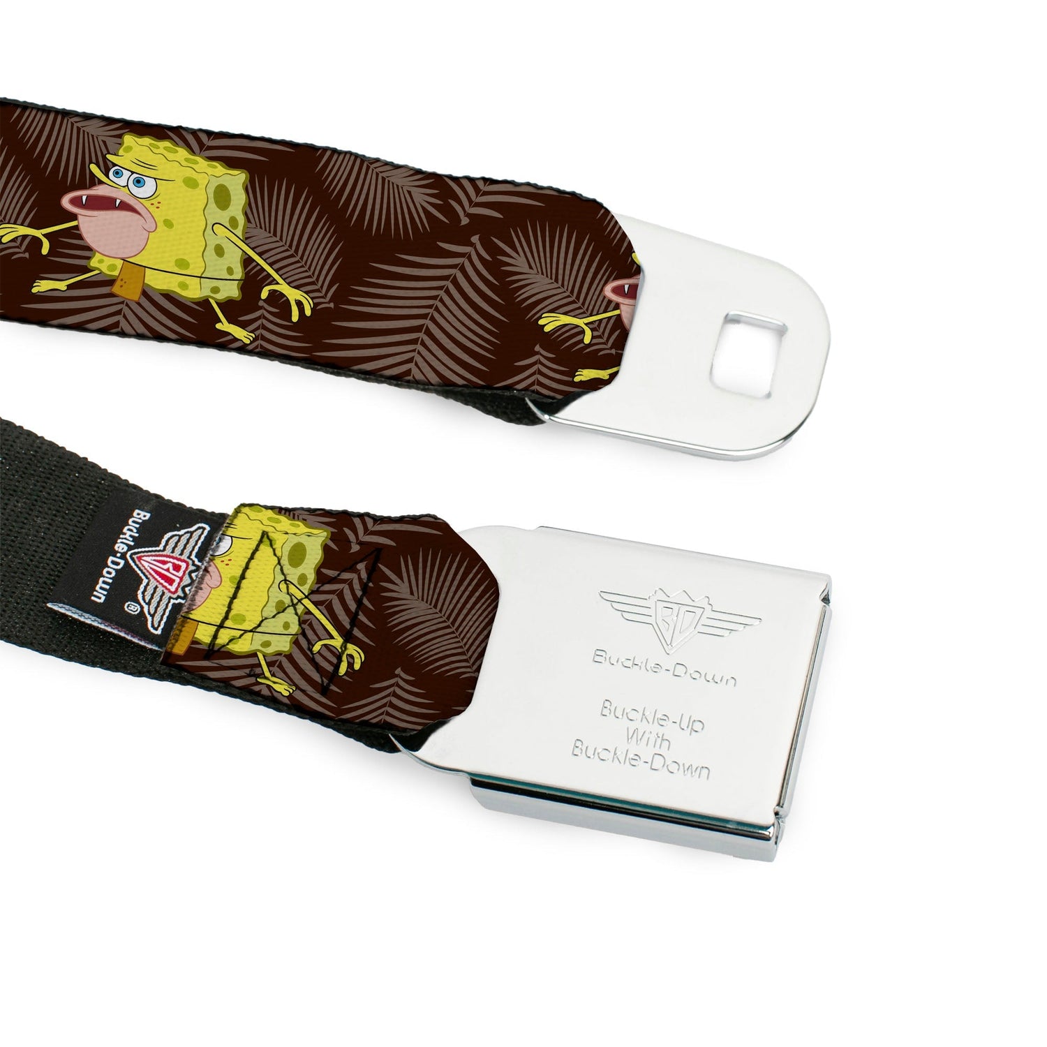 SpongeBob SquarePants Seatbelt Belt Logo Full Color Primitive Pose Black Gray Webbing - Paramount Shop