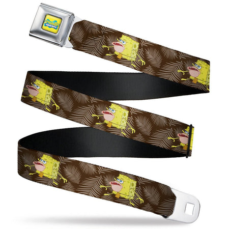 SpongeBob SquarePants Seatbelt Belt Logo Full Color Primitive Pose Black Gray Webbing - Paramount Shop