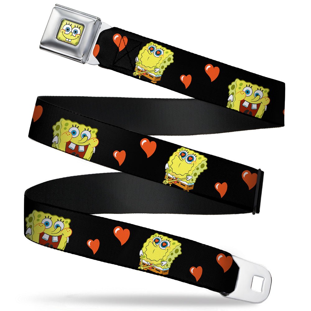 SpongeBob SquarePants Seatbelt Belt Love Eyes Hearts Black Red - Paramount Shop