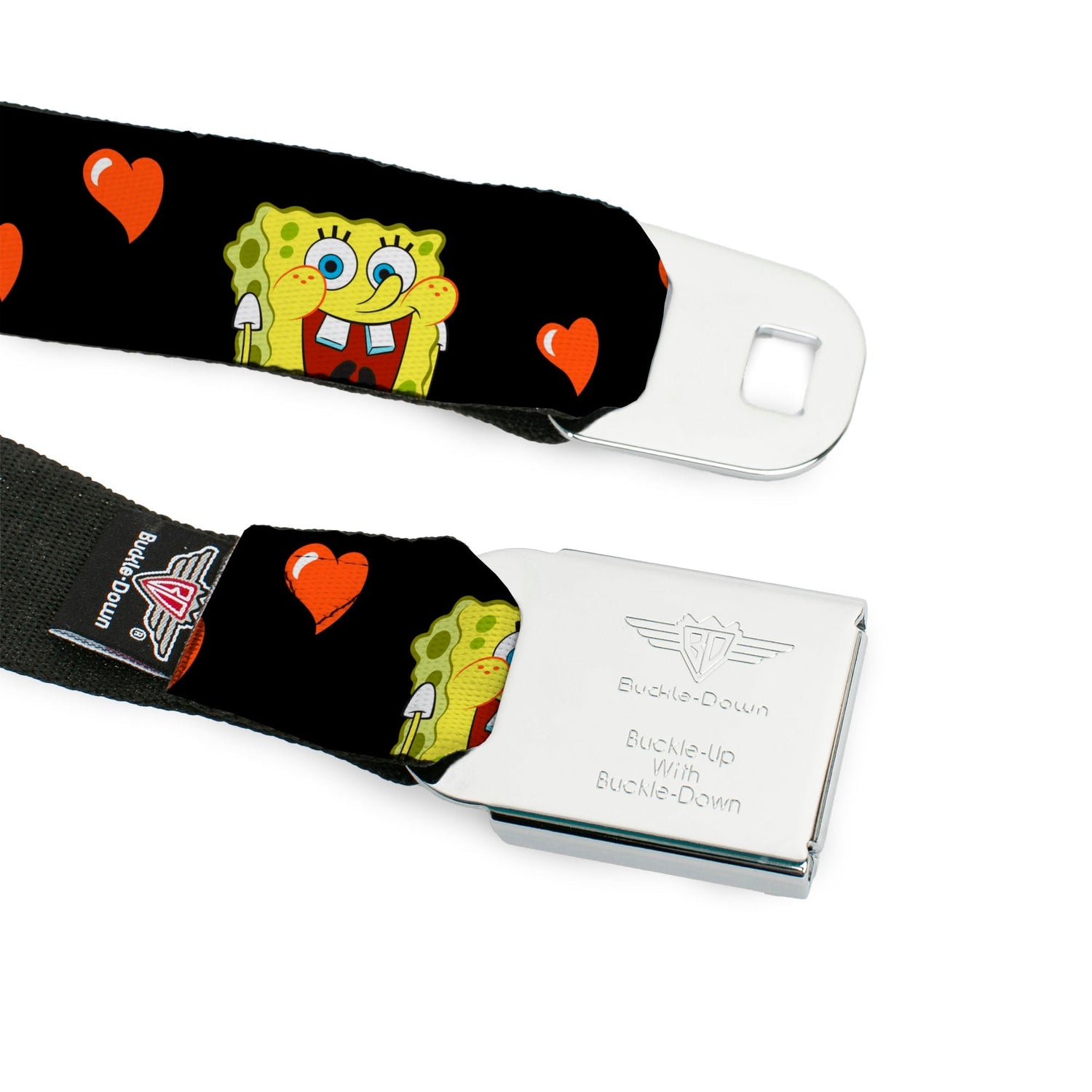 SpongeBob SquarePants Seatbelt Belt Love Eyes Hearts Black Red - Paramount Shop