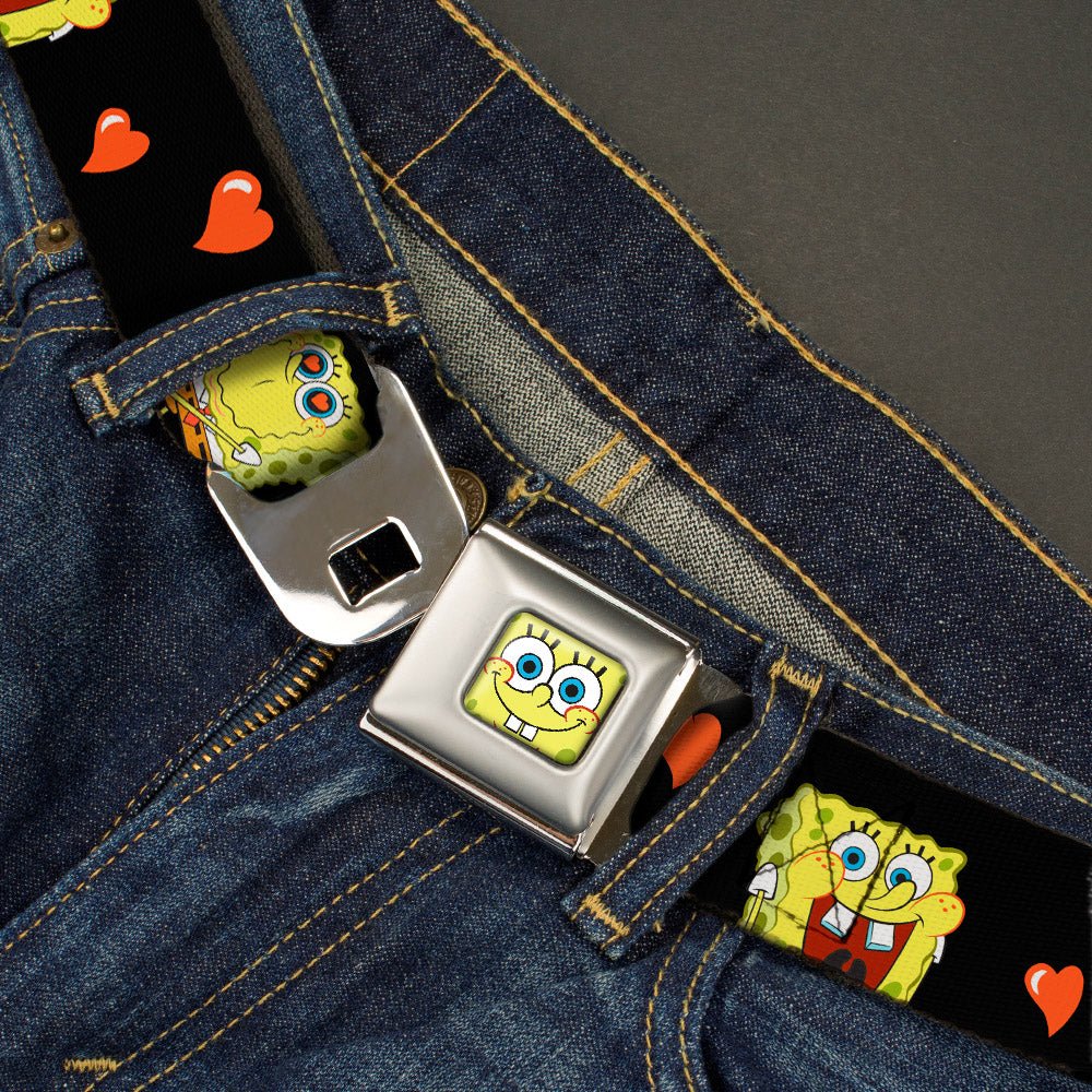 SpongeBob SquarePants Seatbelt Belt Love Eyes Hearts Black Red - Paramount Shop