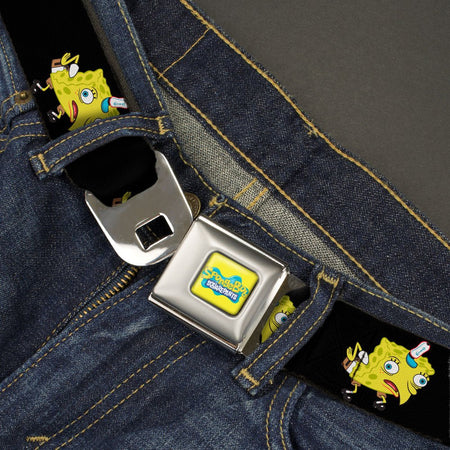 SpongeBob SquarePants Seatbelt Belt Mocking Pose Full Color Black - Paramount Shop