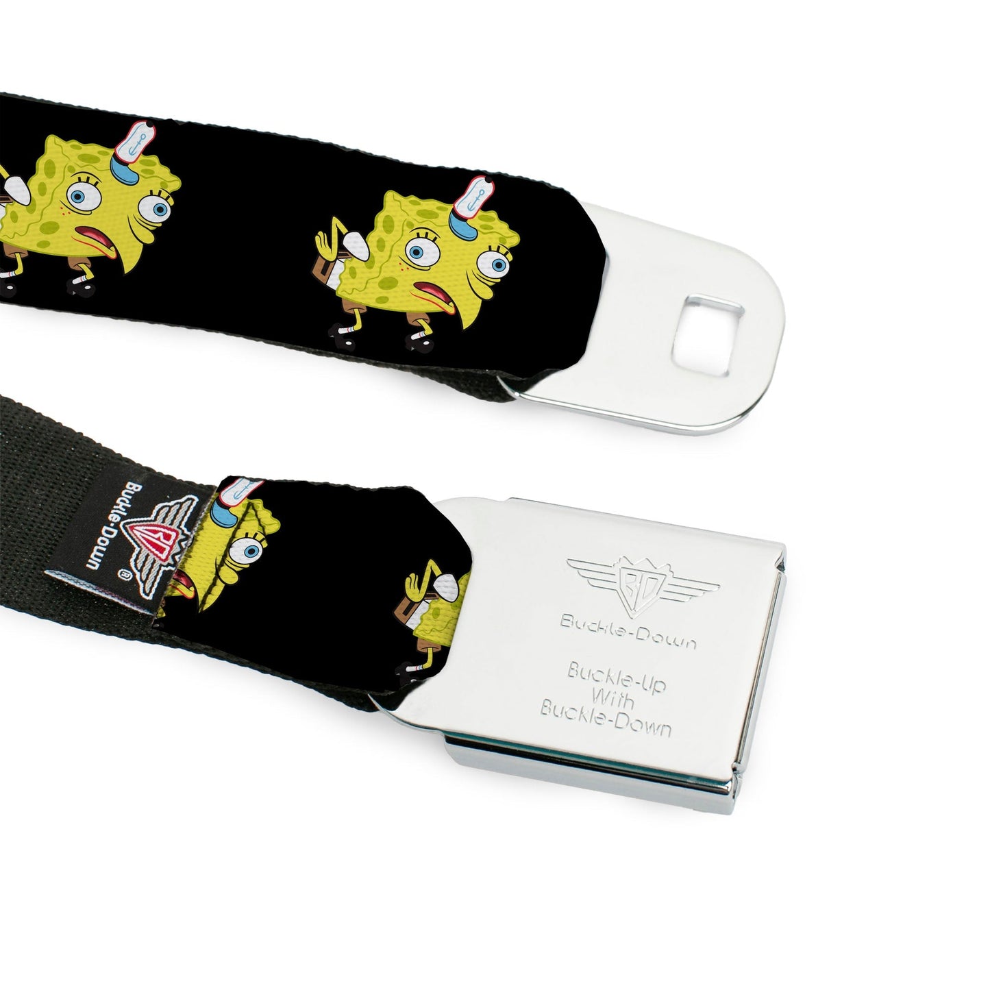 SpongeBob SquarePants Seatbelt Belt Mocking Pose Full Color Black - Paramount Shop