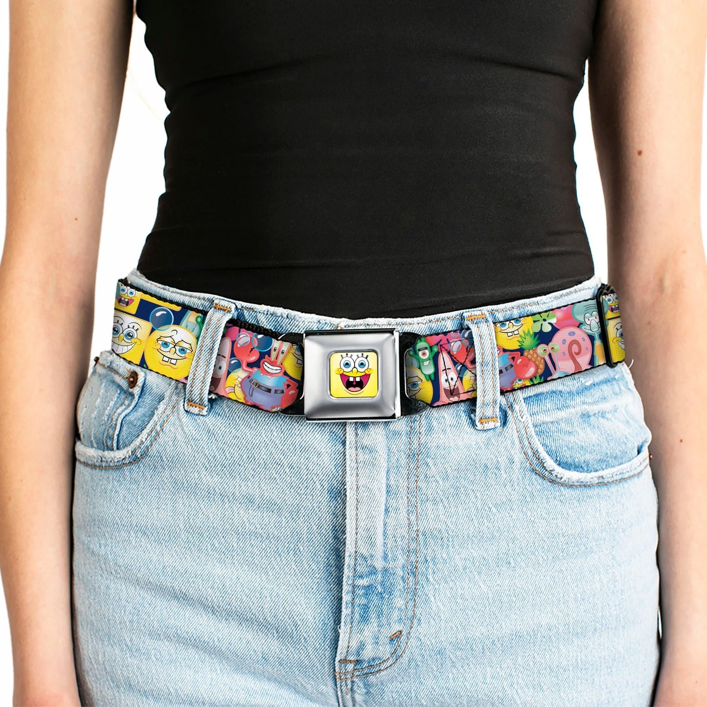 SpongeBob SquarePants Seatbelt Belt Open Mouth Smile Design Full Color - Paramount Shop