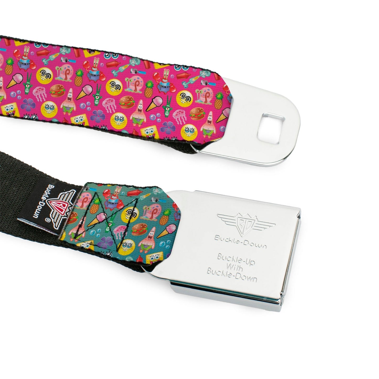 SpongeBob SquarePants Seatbelt Belt Open Mouth Smile Full Color Mini SpongeBob & Friends Ombre Multi Color Webbing - Paramount Shop