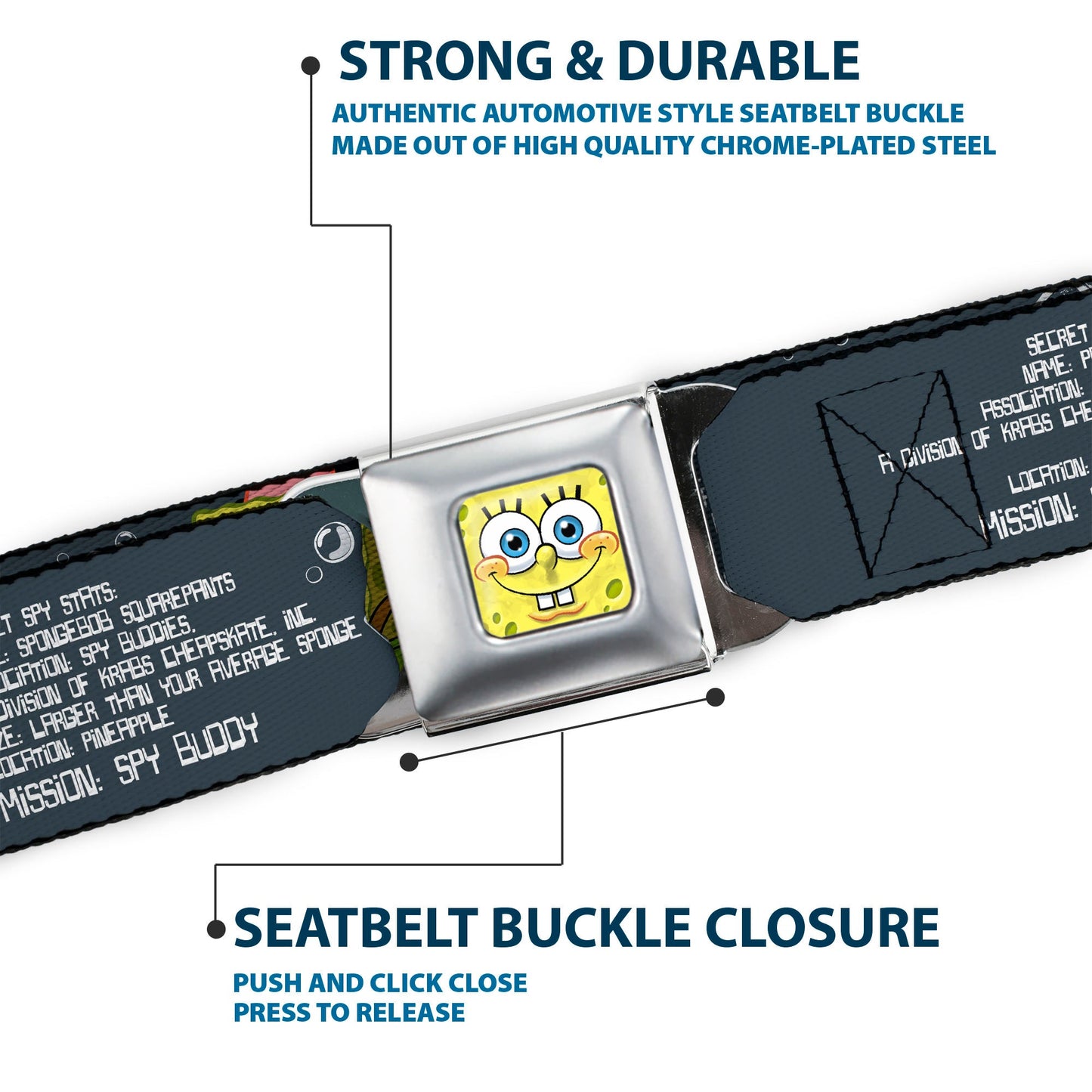 SpongeBob SquarePants Seatbelt Belt SpongeBob 3D Face Patrick Starfish Masters of Disguise Full Color - Paramount Shop