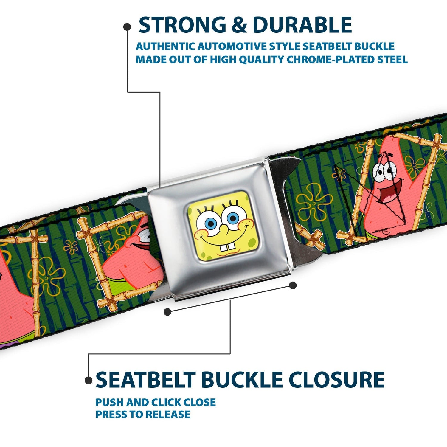 SpongeBob SquarePants Seatbelt Belt SpongeBob Face Close - Up Full Color Design - Paramount Shop