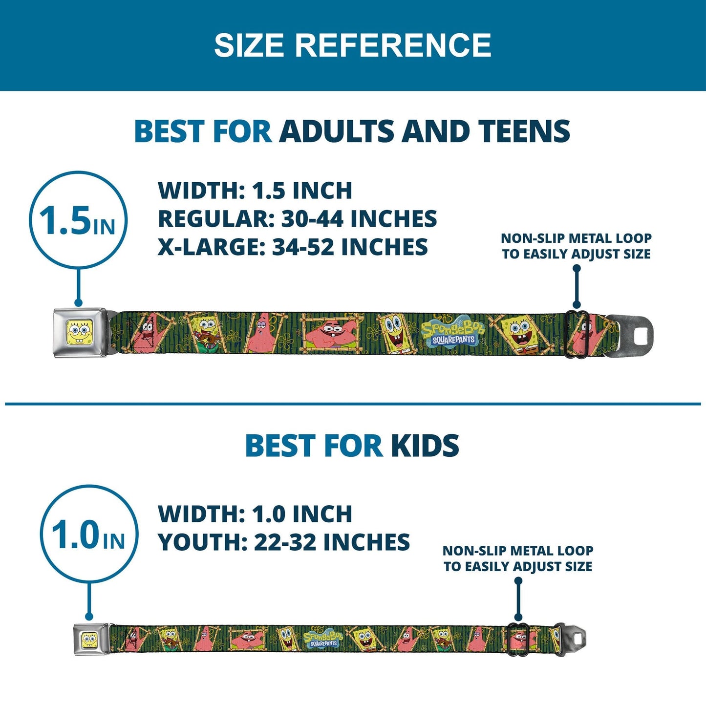 SpongeBob SquarePants Seatbelt Belt SpongeBob Face Close - Up Full Color Design - Paramount Shop