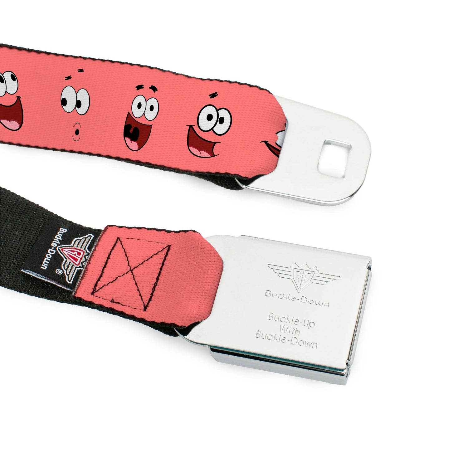 SpongeBob SquarePants Seatbelt Belt SpongeBob Face Close - Up Patrick Expressions Full Color Pink - Paramount Shop