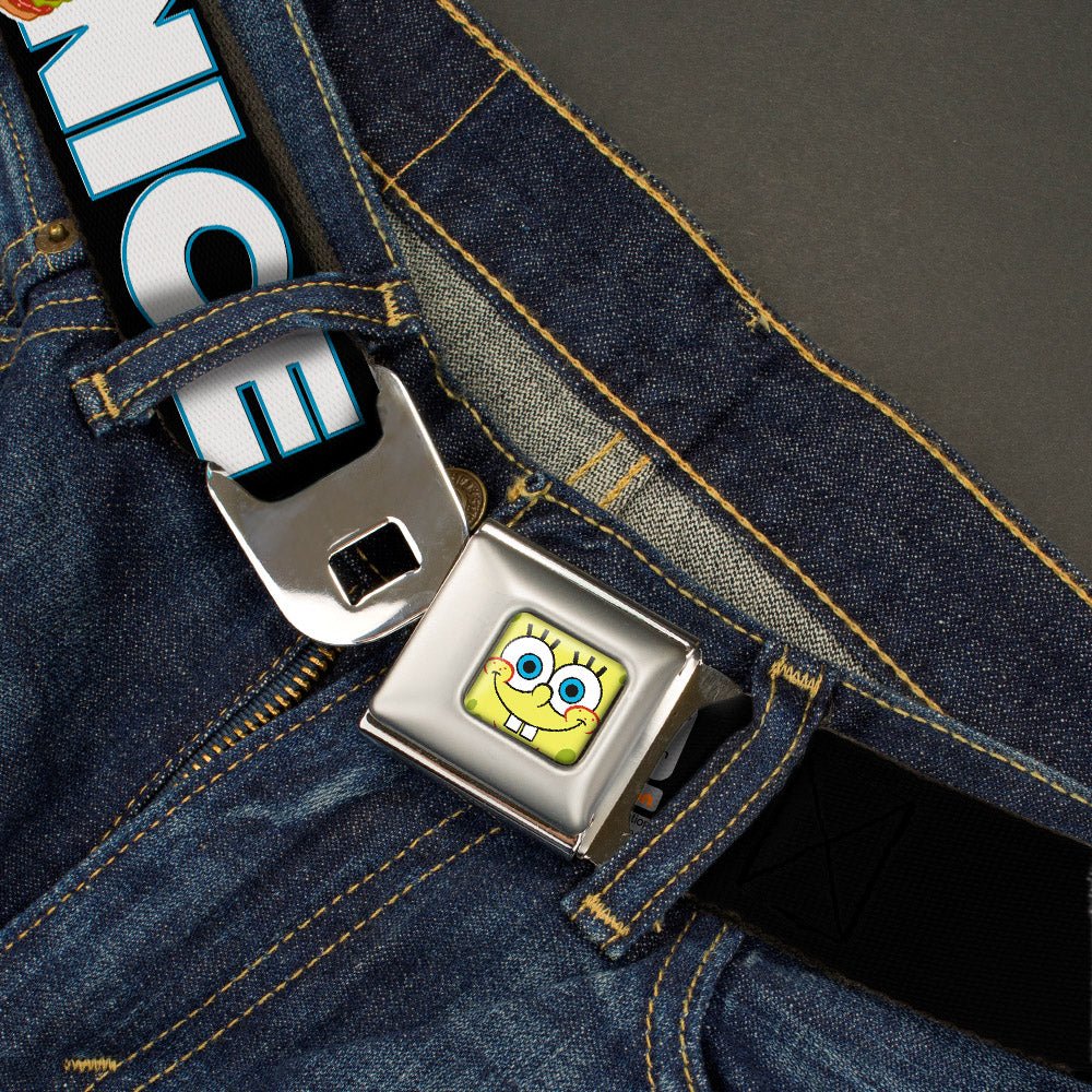 SpongeBob SquarePants Seatbelt Belt SpongeBob Face & Krabby Patty Full Color Buckle - Down - Paramount Shop