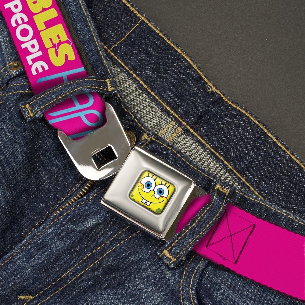 SpongeBob SquarePants Seatbelt Belt SpongeBob Face & Patrick Starfish Design Buckle - Down Pink Yellow Blue - Paramount Shop