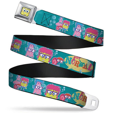 SpongeBob SquarePants Seatbelt Belt SpongeBob & Friends Close - Up Faces Full Color Aqua - Paramount Shop