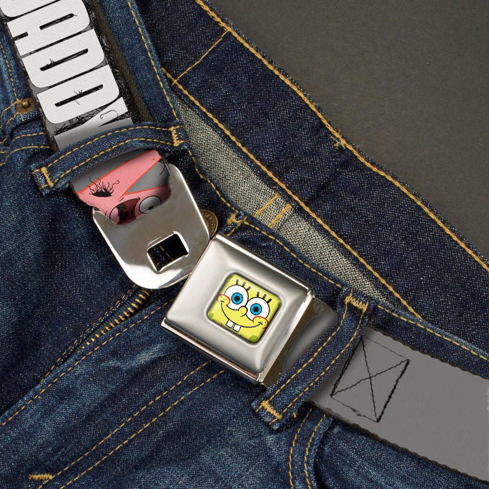 SpongeBob SquarePants Seatbelt Belt SpongeBob & Patrick Faces Full Color Gray/Black/White. - Paramount Shop