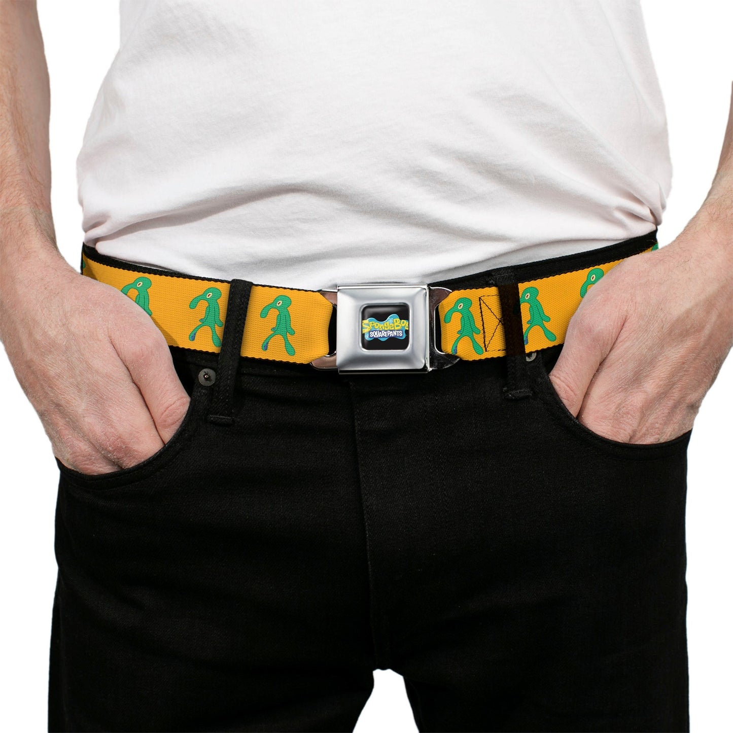 SpongeBob SquarePants Seatbelt Belt Squidward Bold and Brash Painting Black - Paramount Shop