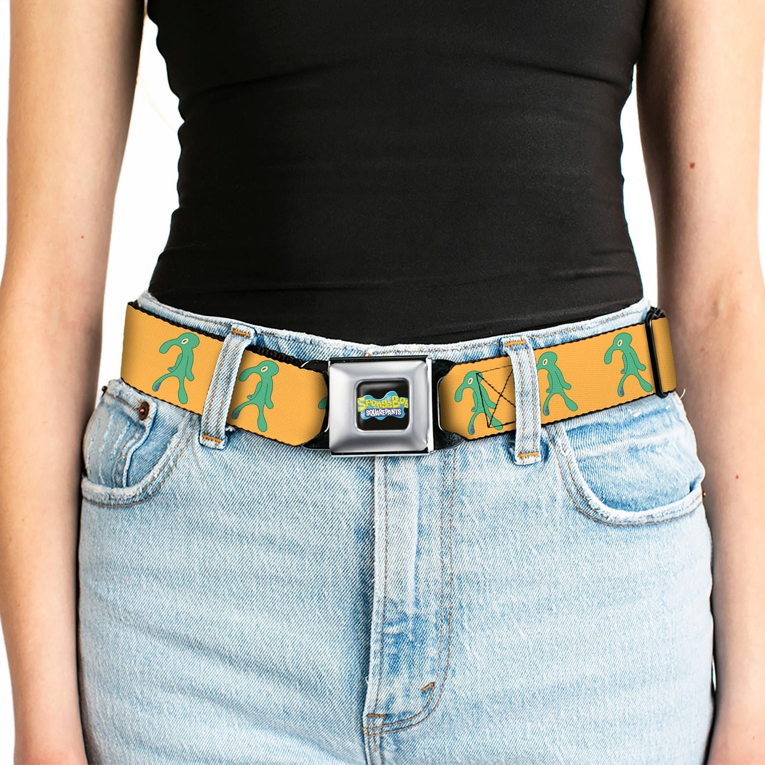 SpongeBob SquarePants Seatbelt Belt Squidward Bold and Brash Painting Black - Paramount Shop