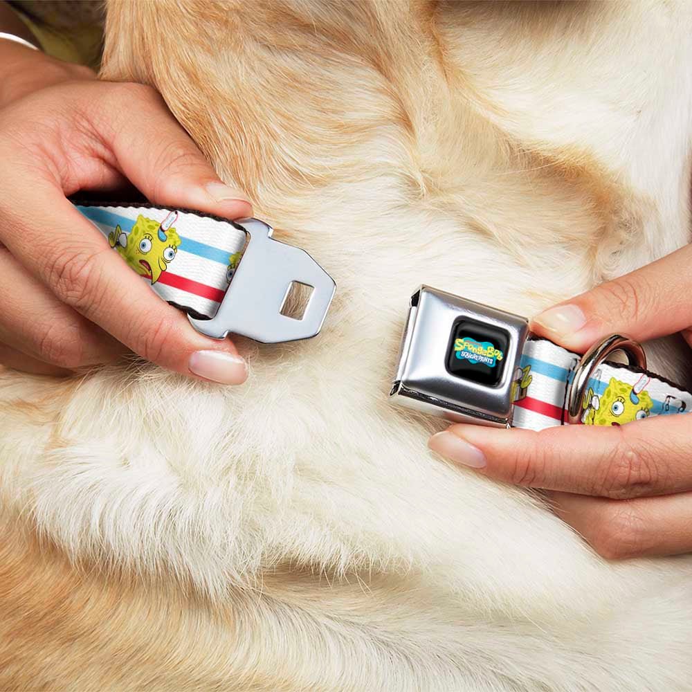 SpongeBob SquarePants Seatbelt Dog Collar Mocking SpongeBob Pose Stripe Black Full Color - Paramount Shop