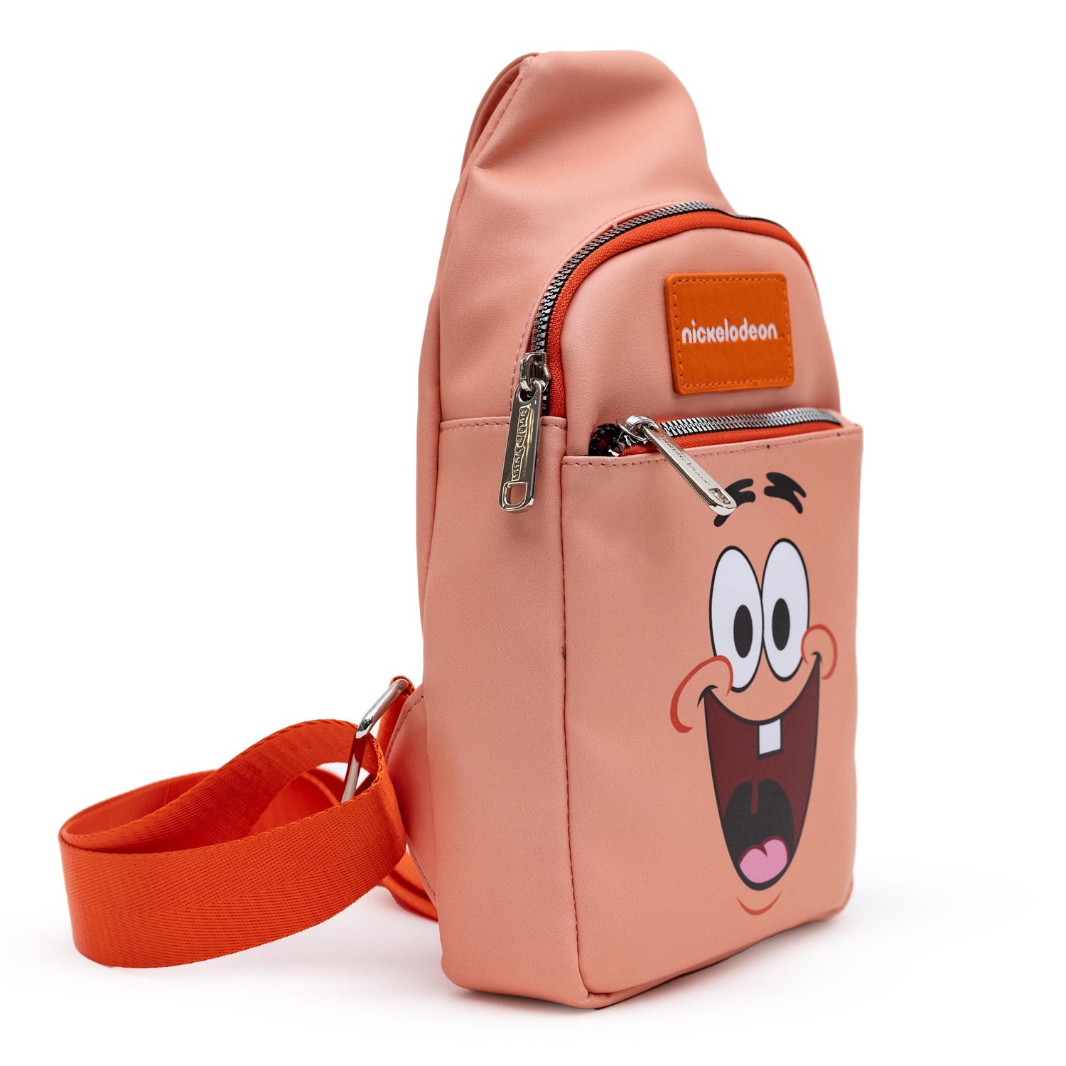 SpongeBob SquarePants Sling Bag Patrick Star Close Up Vegan Leather Salmon Orange - Paramount Shop