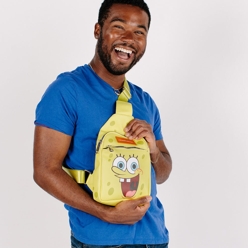 SpongeBob SquarePants Sling Bag Smiling Face Character Close Up Vegan Leather Yellow - Paramount Shop