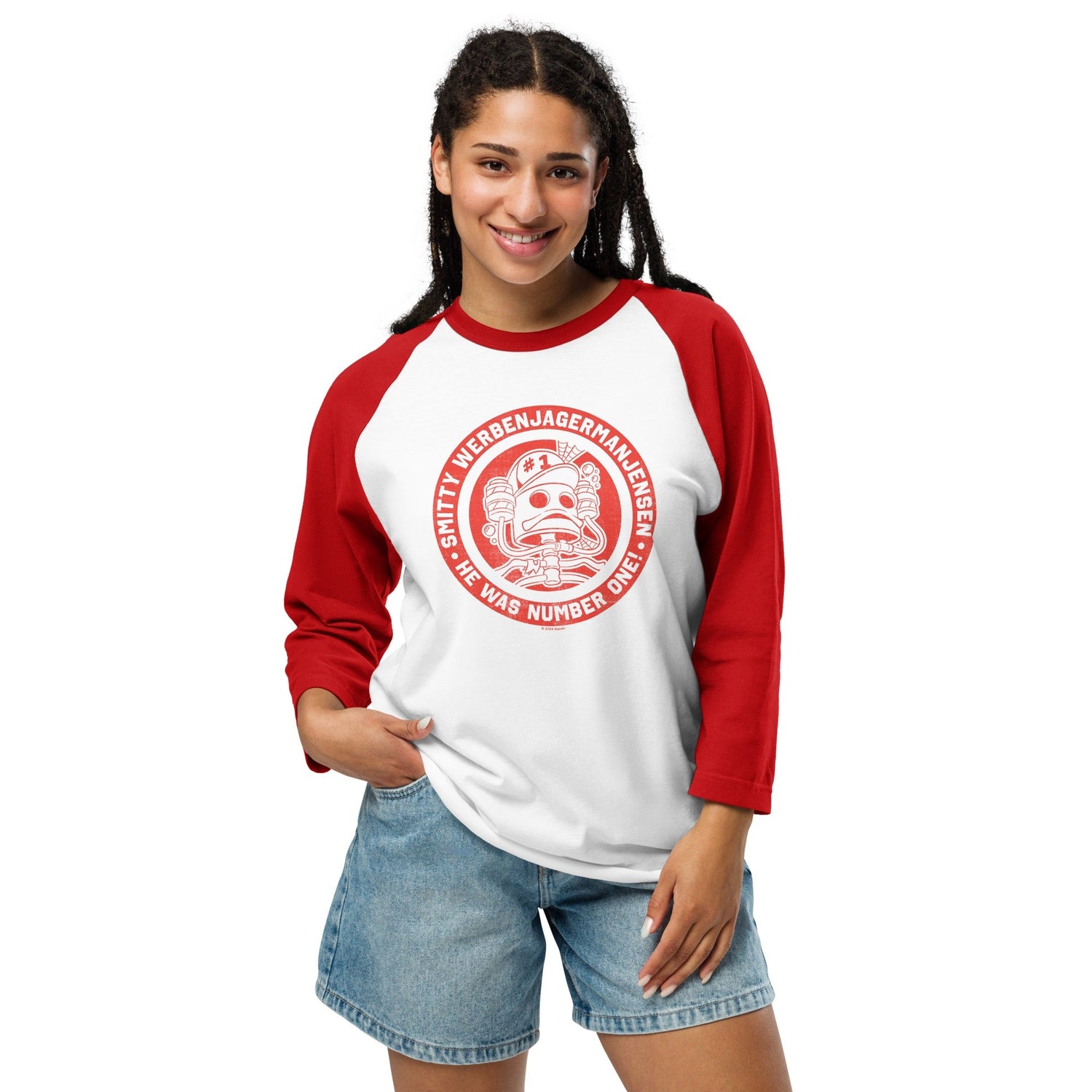 Spongebob Squarepants Smitty WerbenJagerManJensen Unisex Raglan T - Shirt - Paramount Shop