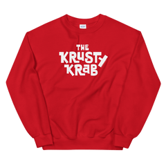 SpongeBob Schwammkopf Die Krosse Krabbe Logo Fleece-Sweatshirt mit Rundhalsausschnitt - Rot / Sm