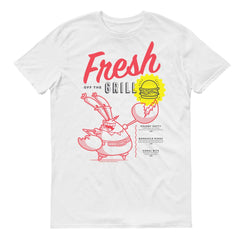 SpongeBob SquarePants The Krusty Krab Mr. Krabs Fresh Off the Grill  Adult Short Sleeve T-Shirt - White / SM