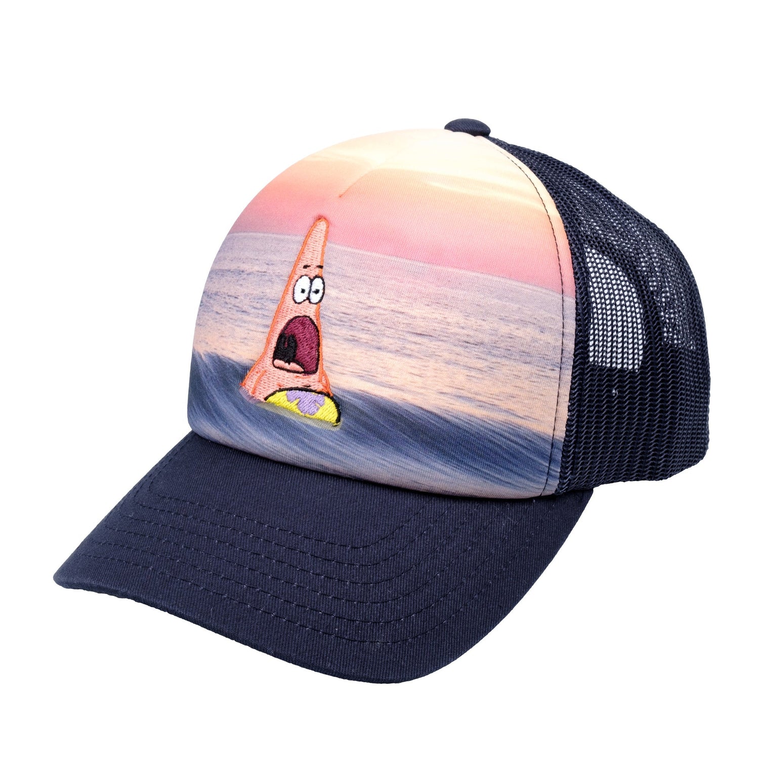 Spongebob Squarepants Trucker Hat, Patrick Star Adjustable Snapback Baseball Cap, Navy Blue, One Size - Paramount Shop