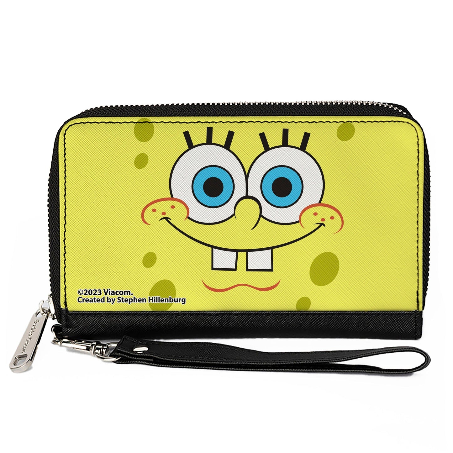 SpongeBob SquarePants Wallet Face Close - Up Zip Around Yellow - Paramount Shop