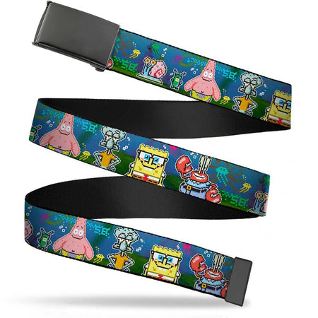 SpongeBob SquarePants Web Belt 8 - Bit Scene Buckle - Down Adjustable Black - Paramount Shop