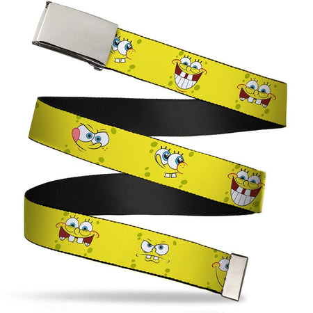 SpongeBob SquarePants Web Belt Expressions Chrome Buckle Yellow Adjustable - Paramount Shop