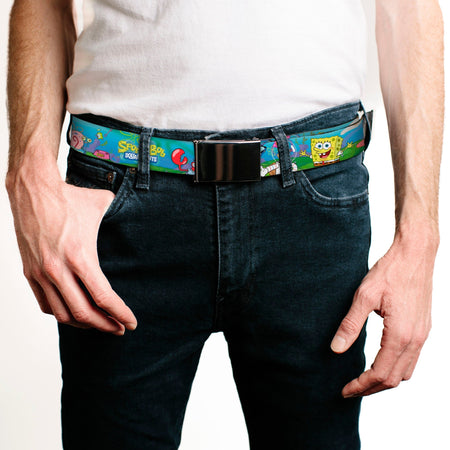 SpongeBob SquarePants Web Belt featuring SpongeBob & Friends Logo and Chrome Buckle - Paramount Shop