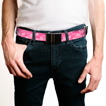 SpongeBob SquarePants Web Belt Patrick Star Poses Scattered Tonal Pinks Black Buckle Adjustable - Paramount Shop