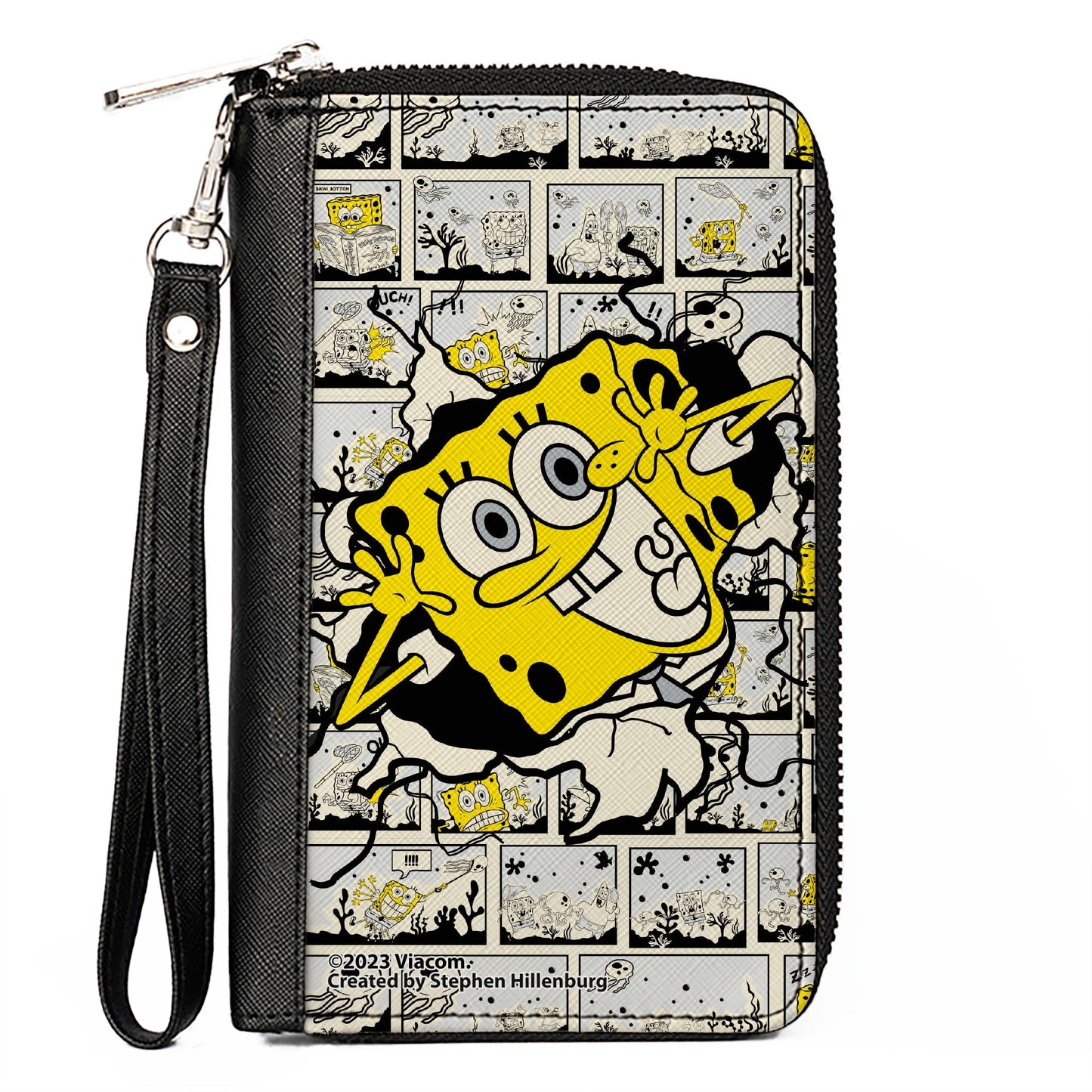 SpongeBob SquarePants Zip Around Wallet Breakthrough Scene Blocks Vegan Leather - Paramount Shop
