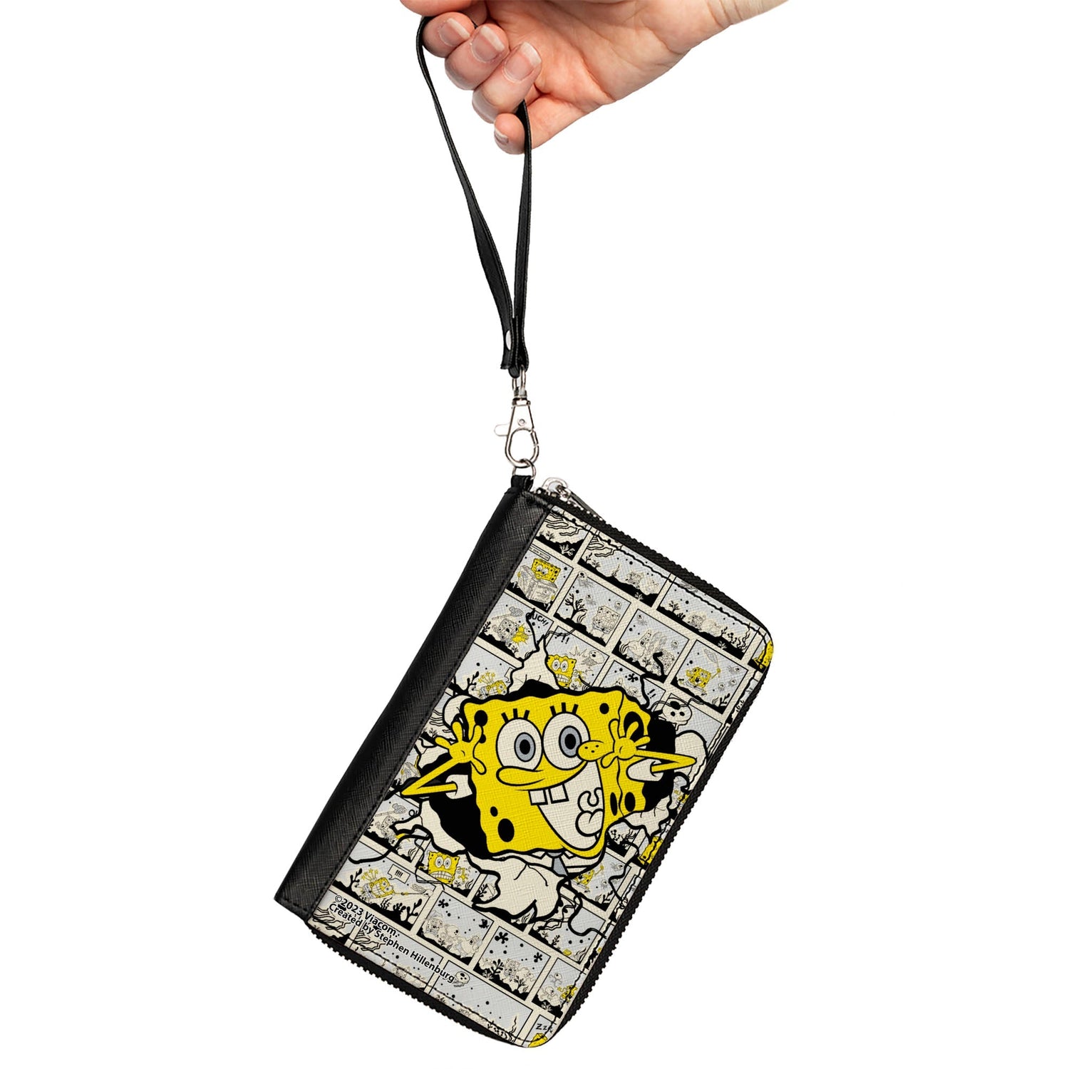 SpongeBob SquarePants Zip Around Wallet Breakthrough Scene Blocks Vegan Leather - Paramount Shop