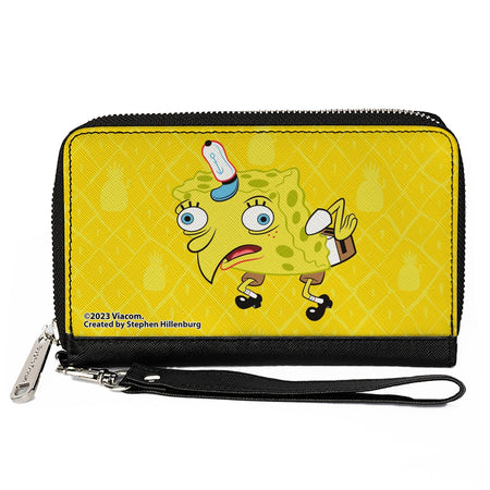SpongeBob SquarePants Zip Around Wallet Mocking Pose Pineapple Yellow Vegan Leather - Paramount Shop