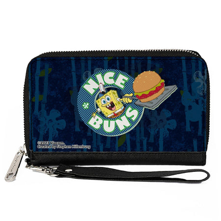 SpongeBob SquarePants Zip Around Wallet NICE BUNS Pose Blues Vegan Leather - Paramount Shop