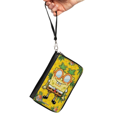 SpongeBob SquarePants Zip Around Wallet Pineapple Eyes Pose Gold - Paramount Shop