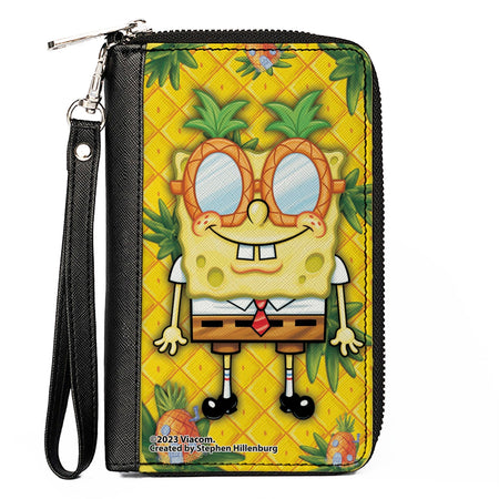 SpongeBob SquarePants Zip Around Wallet Pineapple Eyes Pose Gold - Paramount Shop